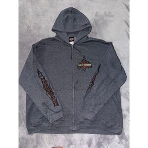 Vintage Y2K Harley Davidson Motorcycle Gray Full Zip Hoodie Twin Cities 2011 3XL